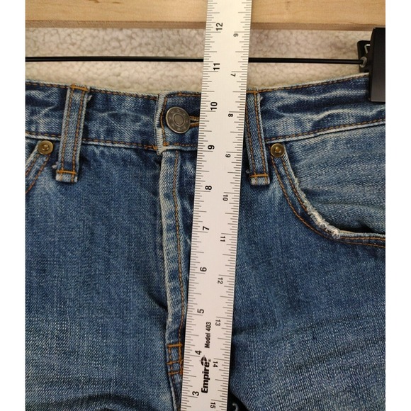 Free People‎ Denim Cutoff Shorts Blue Frayed Hem Button Fly Women Size 25 - Picture 8 of 13